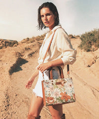 Wrangler Floral Print Braided Handle Tote Bag