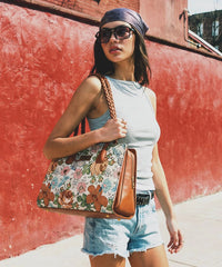Wrangler Floral Print Braided Satchel Tote Bag