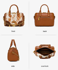 Wrangler Genuine Leather Hair-On Cowhide Satchel Bag