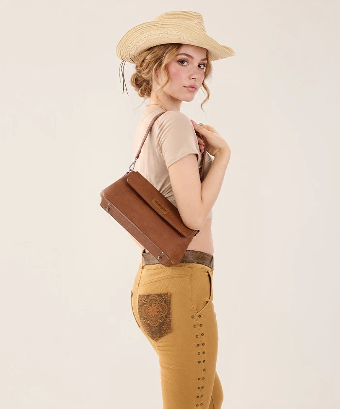 Wrangler Retro Flap Shoulder Bag in Brown