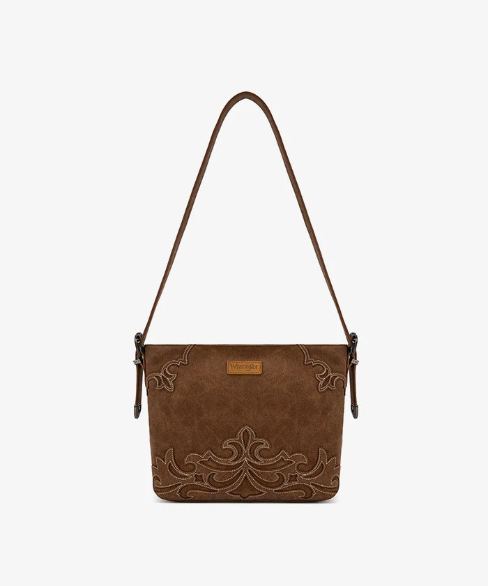  Wrangler Western Floral Scrollwork Shoulder Bag in Brown