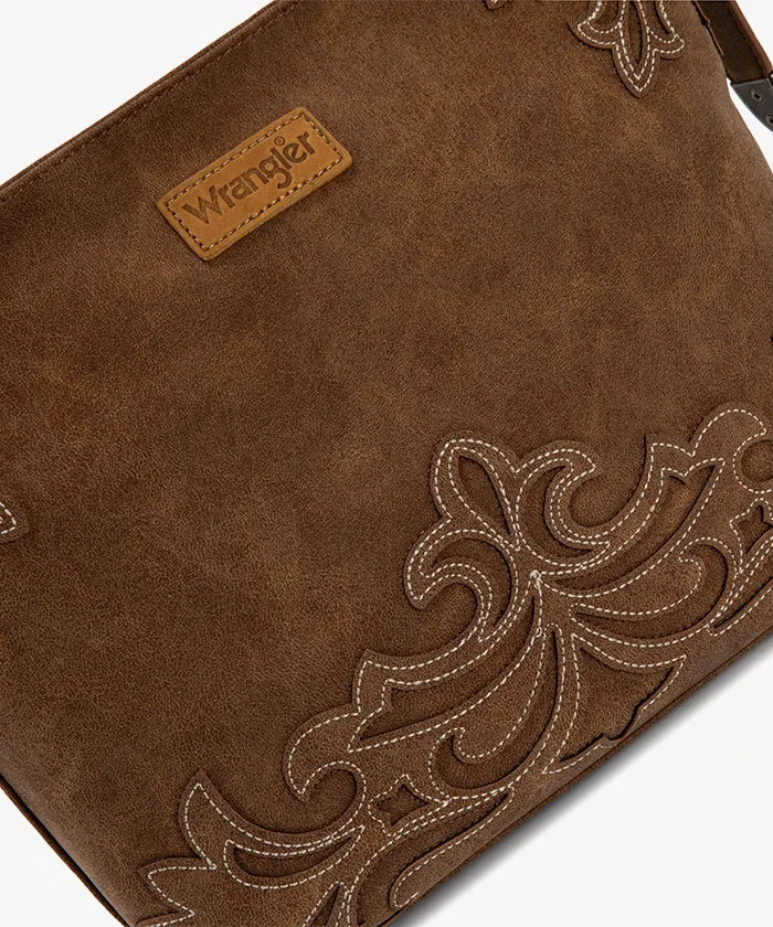  Wrangler Western Floral Scrollwork Shoulder Bag in Brown