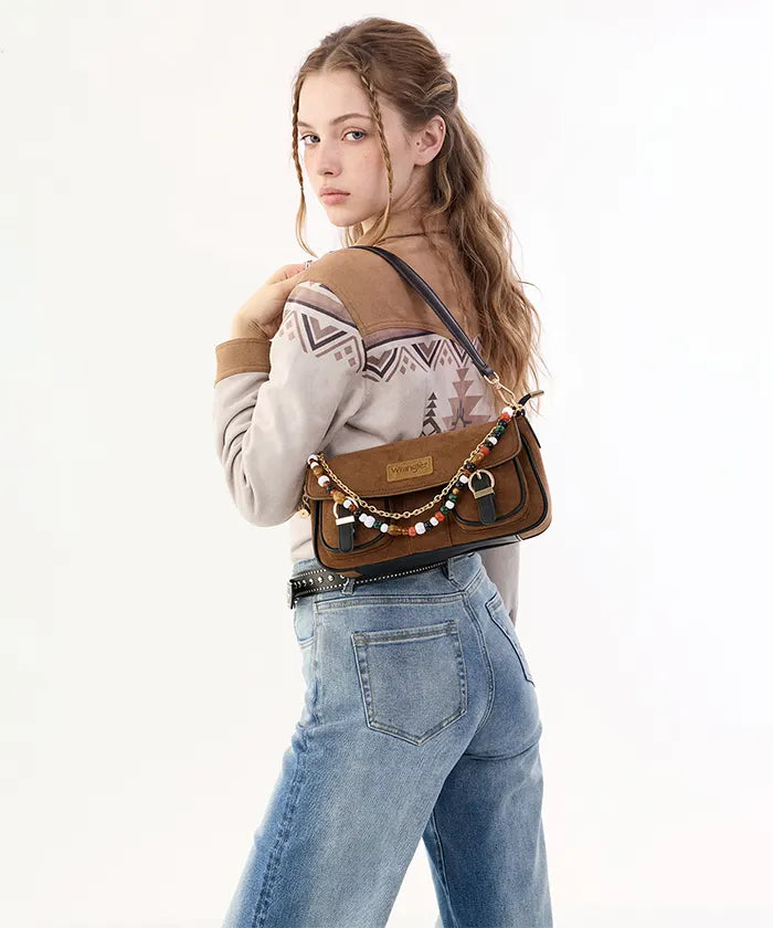 Wrangler Western Two-Pocket Baguette Bag in BR