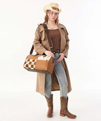 Wrangler Western Top Handle Purse with Patchwork Front in BR