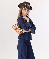 Wrangler Cowhide Pocket Shoulder Bag in BR