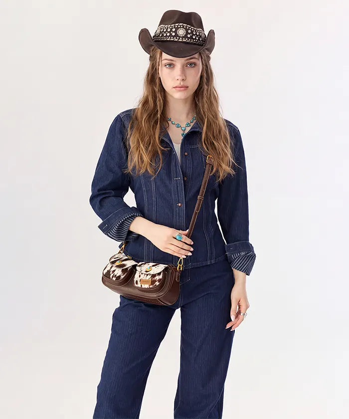 Wrangler Cowhide Pocket Shoulder Bag in CF