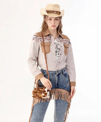 Wrangler Cowhide-Style Satchel Bag in BR