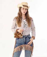 Wrangler Cowhide-Style Satchel Bag in BR