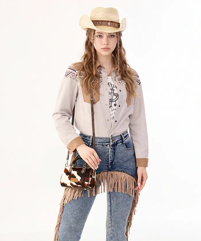 Wrangler Cowhide-Style Satchel Bag in CF