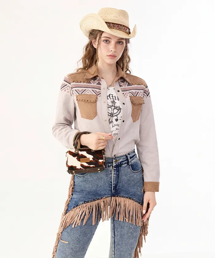 Wrangler Cowhide-Style Satchel Bag in CF