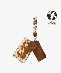 Wrangler Western Cow Print 3-Piece Wristlet Wallet Set