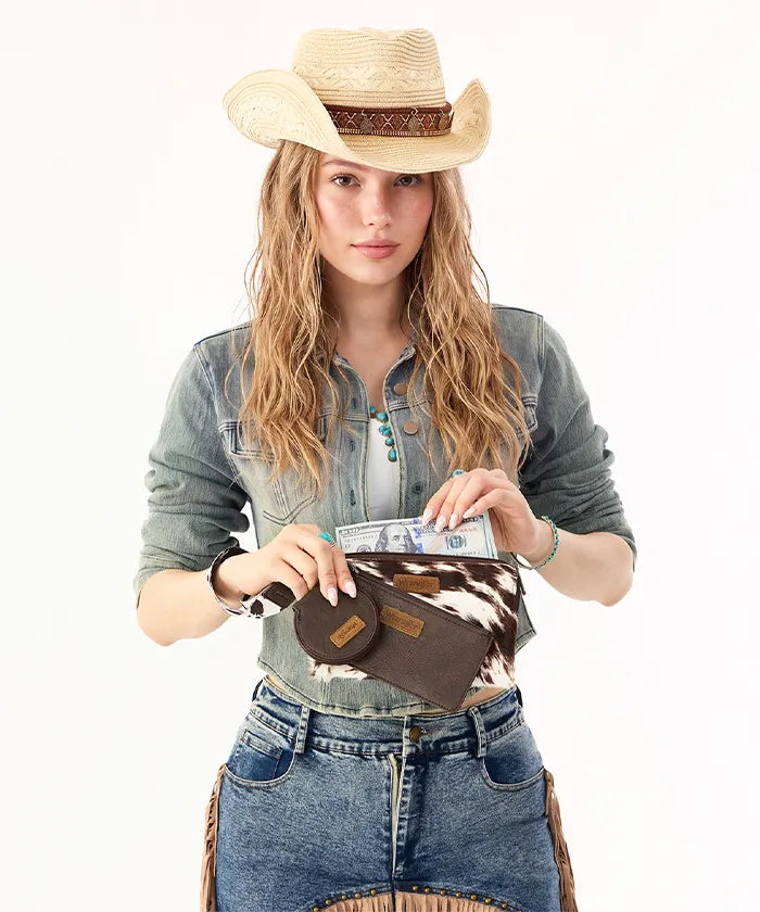 Wrangler Western Cow Print 3-Piece Wristlet Wallet Set  CF