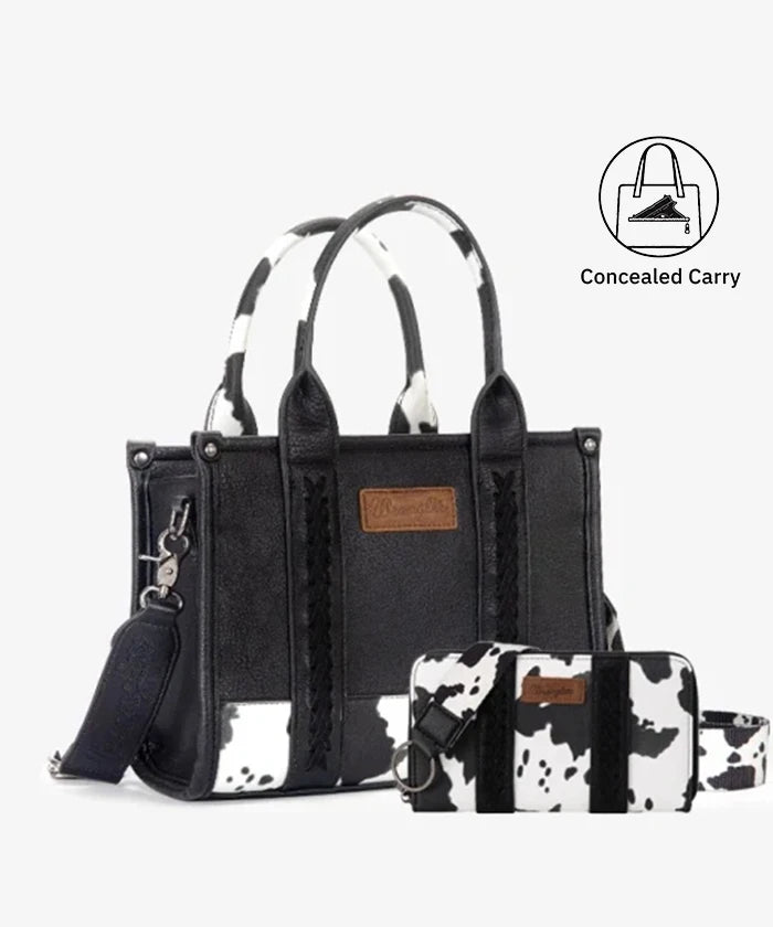 Wrangler Cow Print Crossbody Tote Bag