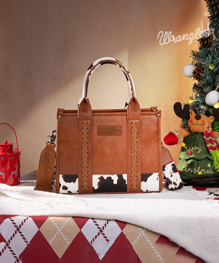 Wrangler Cow Print Crossbody Tote Bag