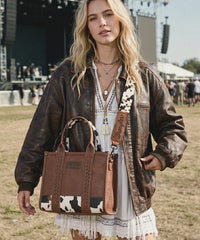 Wrangler Cow Print Crossbody Tote Bag
