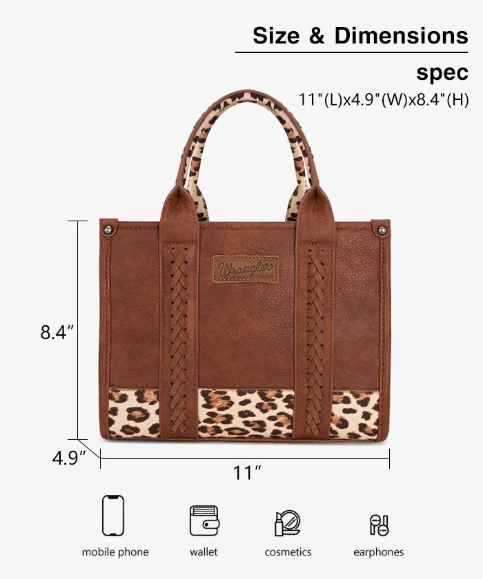 Wrangler Animal Print Concealed Carry Tote Bag in Leopard Brown