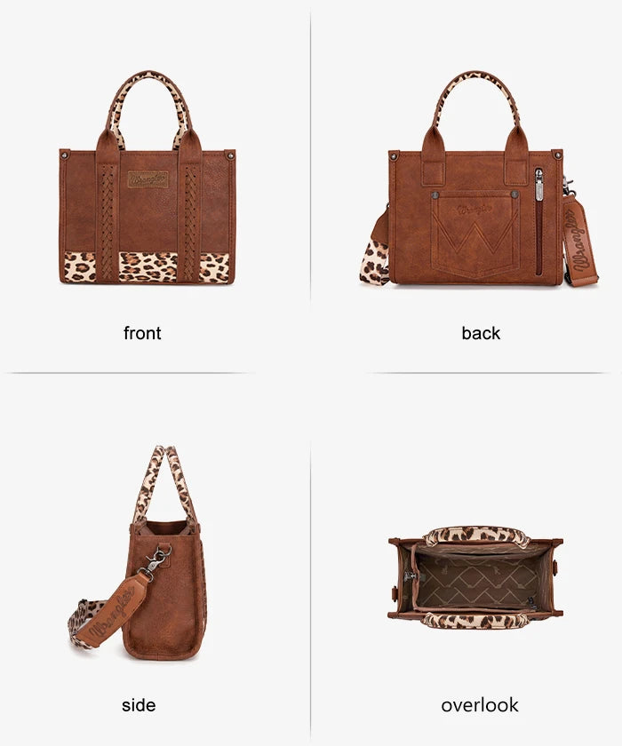 Wrangler Animal Print Concealed Carry Tote Bag in Leopard Brown