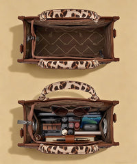 Wrangler Animal Print Concealed Carry Tote Bag in Leopard Brown