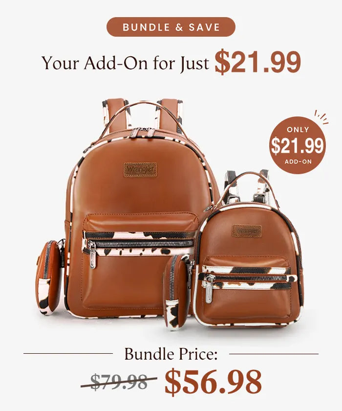 Wrangler Cow Print Backpack & Mini Backpack Bundle