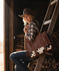 Wrangler Wide Cow Print Tote Bag