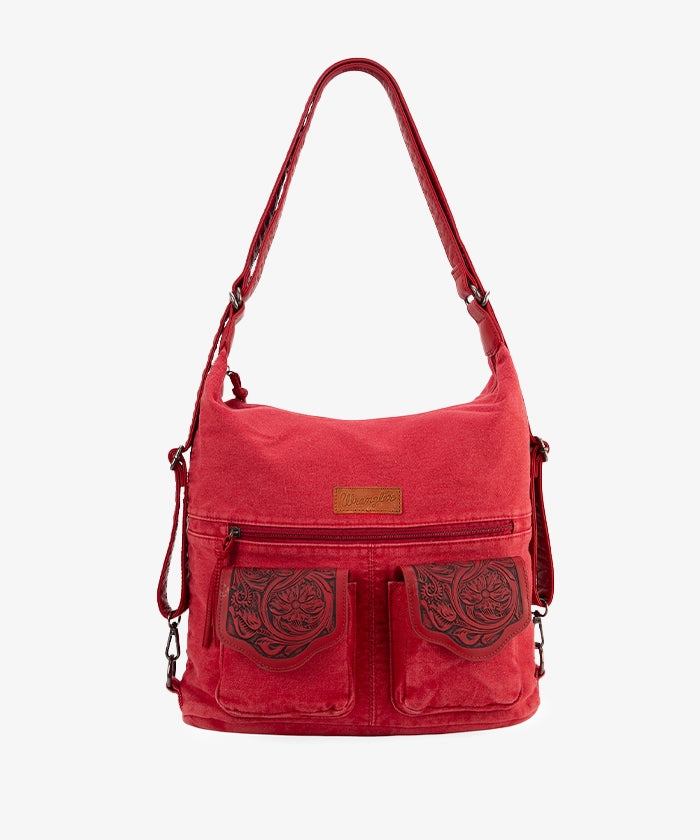 Wrangler Floral Tooled Denim Hobo Bag - Montana West World