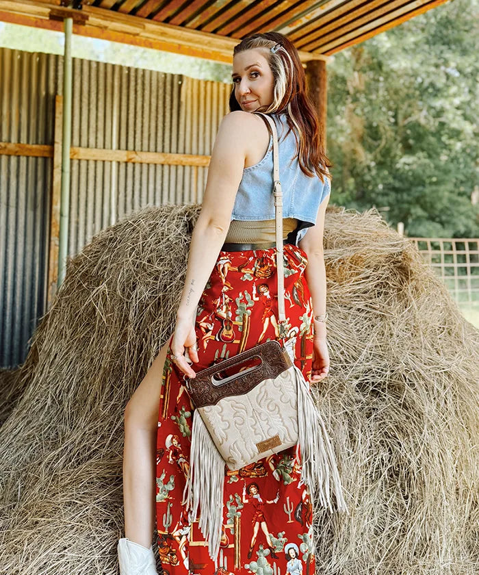Wrangler Tooled Fringe Crossbody Bag-Country Glam Outfits