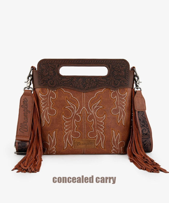Wrangler Tooled Fringe Crossbody Bag