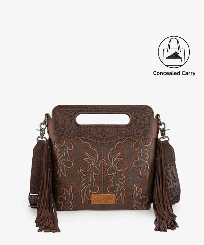 Wrangler Tooled Fringe Crossbody Bag