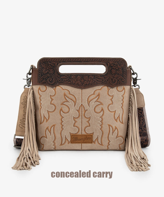 Wrangler Tooled Fringe Crossbody Bag
