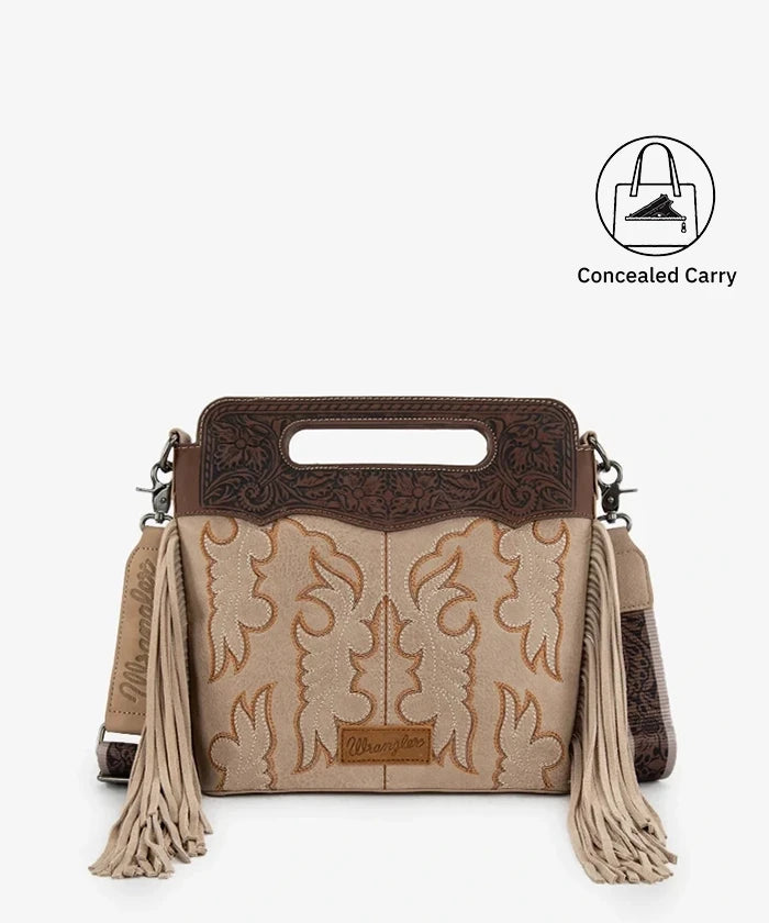 Wrangler Tooled Fringe Crossbody Bag