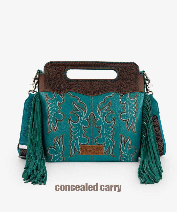 Wrangler Tooled Fringe Crossbody Bag