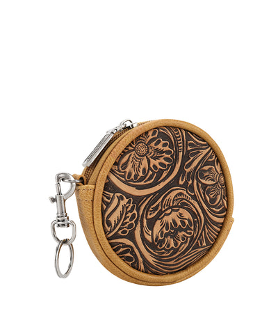 Wrangler_Floral_Tooled_Circular_Coin_Pouch_Light brown