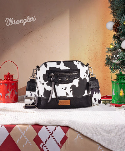 Wrangler Zippered Cow Print Crossbody Bag