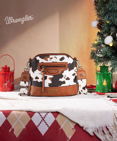 Wrangler Zippered Cow Print Crossbody Bag