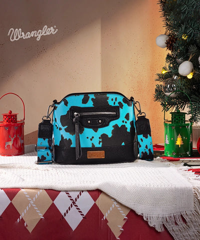 Wrangler Zippered Cow Print Crossbody Bag