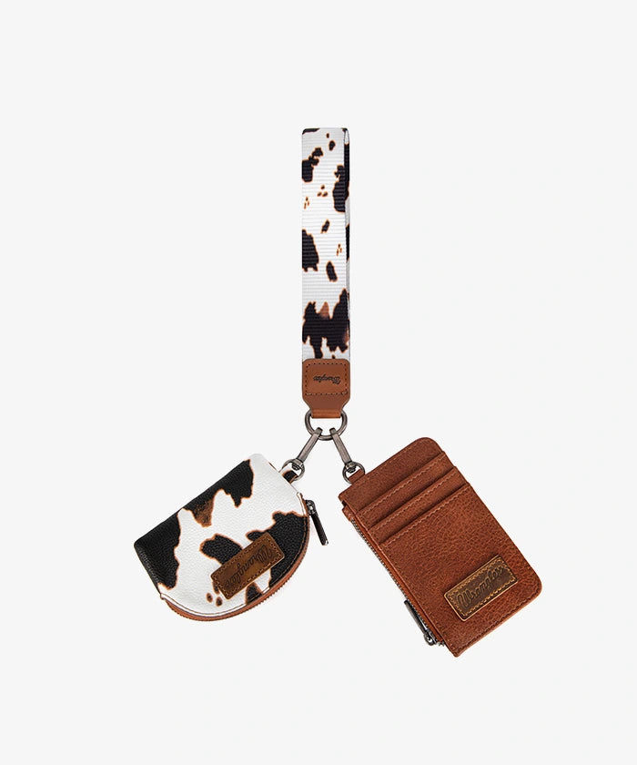 Wrangler Cow-Print Card Holder and Wallet Set