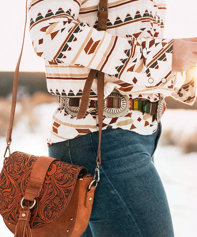 Wrangler Tooled Saddle Purse