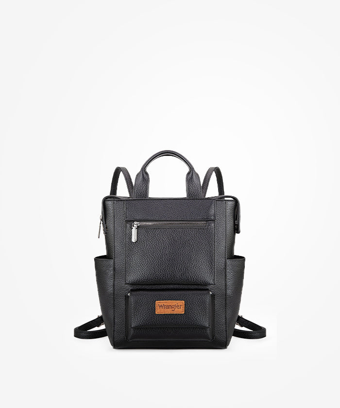 convertible leather tote backpack Wrangler Brown Cow Print Convertible Leather Backpack
