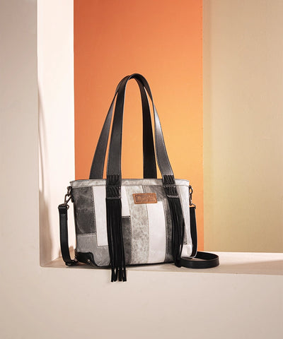 Wrangler Denim-textured Color-block Shoulder Bag