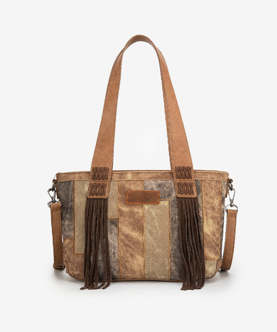 Wrangler Denim-textured Color-block Shoulder Bag