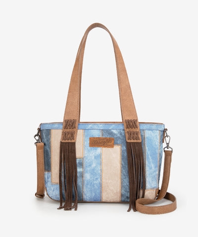 Wrangler Denim-textured Color-block Shoulder Bag