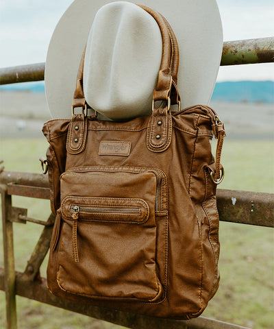 Wrangler Slouchy Distressed Leather Tote Bag