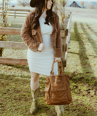 Wrangler Slouchy Distressed Leather Tote Bag