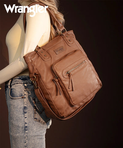 Wrangler Slouchy Distressed Leather Tote Bag