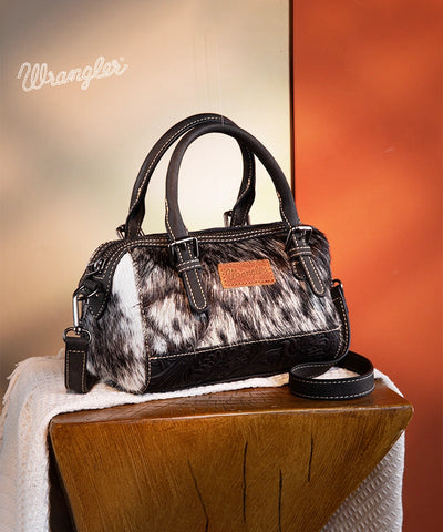 Wrangler Genuine Hair-On Cowhide Barrel Bag