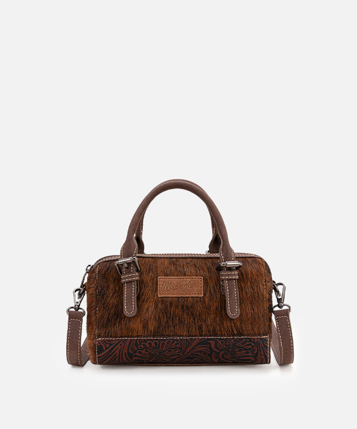 Wrangler Genuine Hair-On Cowhide Barrel Bag