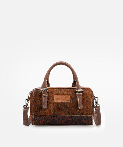 Wrangler Genuine Hair-On Cowhide Barrel Bag