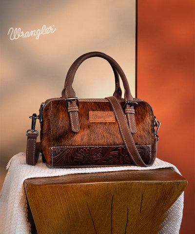 Wrangler Genuine Hair-On Cowhide Barrel Bag