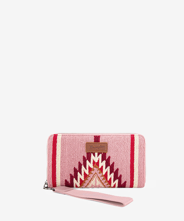 Wrangler Aztec Knitted Wristlet Wallet with Wrist Strap in Hot Pink