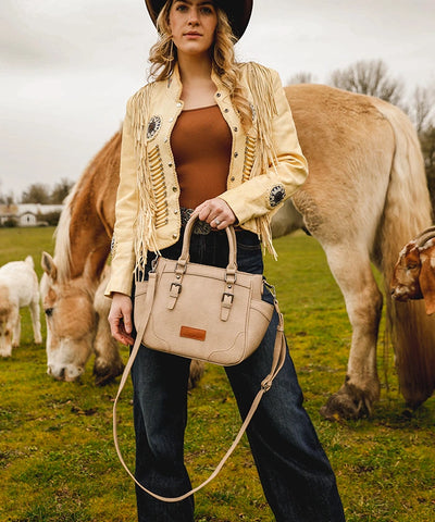 Wrangler Buckle Leather Tote Bag